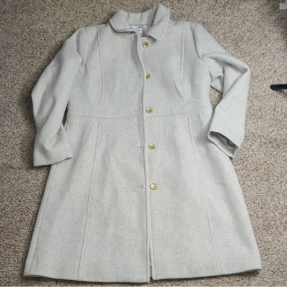 J. Crew Women's Cream Trench Coat with Gold Buttons